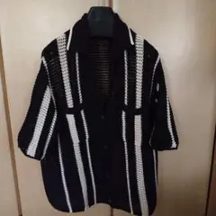 LOWRYS FARM 　フリー　黒白のストライプカーディガン　レディース