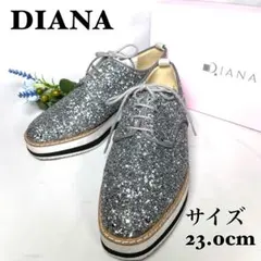 【美品】 DIANA ダイアナ オックスフォード ローファー グリッター厚底ラメのサムネイル