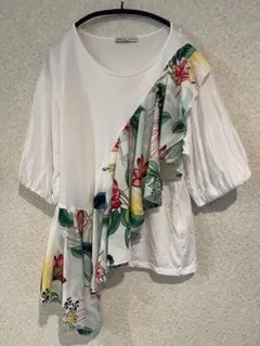 ZARA フラワープリントTシャツ　M
