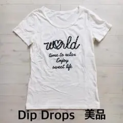 【Dip Drops】リボンロゴ Tシャツ 英語 ハート大人かわいい 白Tシャツのサムネイル