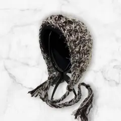 ボンネット　ヘッドドレス　バラクラバ　ブラウン＆ベージュ　グランジ