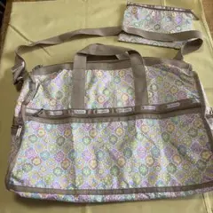 LeSportsac ボストンバッグ ポーチ付き 花柄 ストライプ - メルカリ