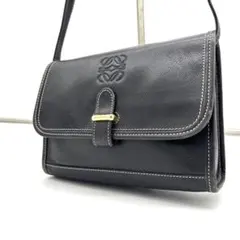 LOEWE ロエベ ショルダーバッグ アナグラム ロゴ 黒 ブラック レザー