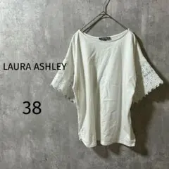【ローラアシュレイ】袖レース　半袖　カットソー　Tシャツ　クルーネック　Mのサムネイル