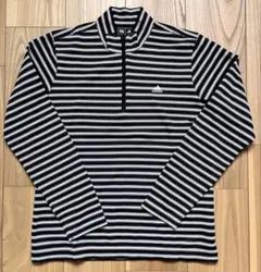 【未使用品】adidas ストライプ ハーフジップ シャツ 黒　白　Lサイズ