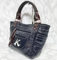 Kitamura キタムラ ハンドバッグ ネイビー×ブラウン A4可