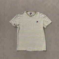 y2k TOMMY JEANS 短丈Tシャツ ボーダー 刺繍archive S