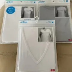 AIRism Vネック1枚&Tシャツ Mサイズ 白、ライトグレー2枚　合計3枚組