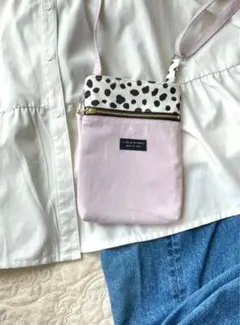 アニマル柄 スマホ ショルダー くすみピンク ハンドメイド サコッシュ