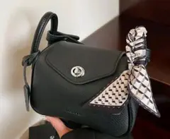 リボン付き ブラックショルダーバッグ