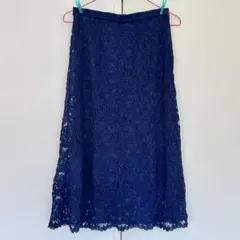 #190 【最終値下げ】ユニクロ/ミモレスカート/ネイビー/M