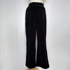CINEMA CLUB コーデュロイワイドパンツ（L L）黒系　秋冬　イージー