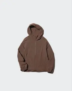 ユニクロ　ポケッタブルUVカットパーカ　パーカー　チェック　ブラウン　L