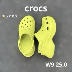 crocs クロックス メガ クラッシュ 厚底 クロッグ ネオングリーン W9