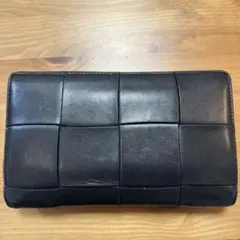 ボッテガ　 ブラックレザー長財布 パッチワークデザイン