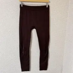 レギンス スキニー M 茶 綿混 お出かけ 部屋着 冷え対策 美脚　ブラウン