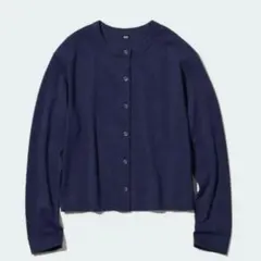 【UNIQLO】UVカットジャージークルーネックカーディガン( XL・ネイビー)