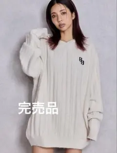 GYDA ランダムリブGG HOODIEニットチュニック　完売品　アイボリー