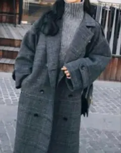 チェック柄ロングコート