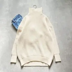 IENA イエナ 畦ルーズプルオーバー ニット タートルネック アイボリー F