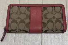 Coach 長財布 ブラウン/レッド