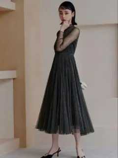 【美品】RUIRUE BOUTIQUE ラメチュールメロウワンピースSサイズ