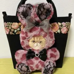 コヤンイサムチョン　インド刺繍リボン　帆布　レオパード　横33縦24マチ10㌢