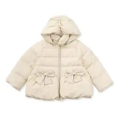 BEBE フード取り外しリボンペプラムダウンジャケット