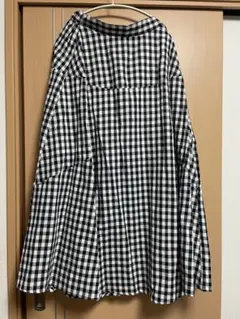 フレアスカート ブラック・ホワイト チェック