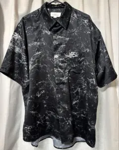 TIMELY WARNING 大理石柄 半袖シャツ ブラックのサムネイル