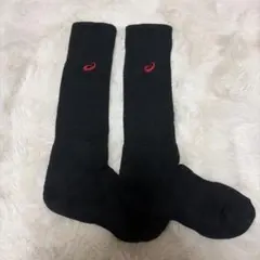 アシックス バレーボール用ロングソックス レッド ブラック