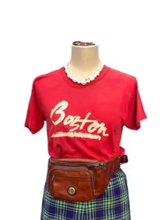 ボストン ロゴ入り レッド ぴちTシャツ 古着