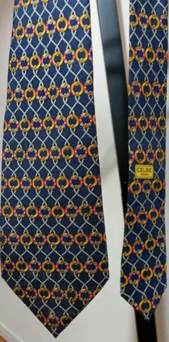 未使用に近い✨】セリーヌ ネクタイ ゴールド ロゴ 総柄 ジャガード
