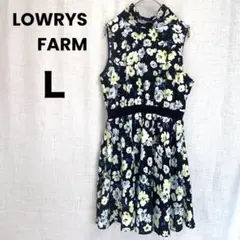 LOWRYS FARM ハイネック　ノースリーブ　ワンピース　花柄　L