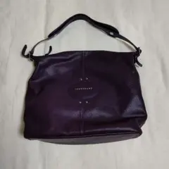 LONGCHAMP パープルレザーショルダーバッグ
