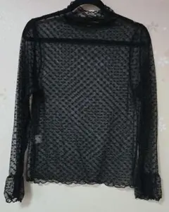 Honeysブラック レース　シースルー　シアー 長袖 トップス Lサイズ
