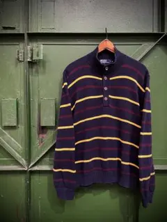 ラルフローレンボーダーヘンリーネックハイネックニットセーター古着ビンテージ90s