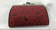 【美品】印伝屋 親子がま口財布 赤皮黒漆