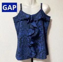 GAP ノースリーブ花柄フリルキャミトップス Ｓ ブルー ボタニカル柄のサムネイル