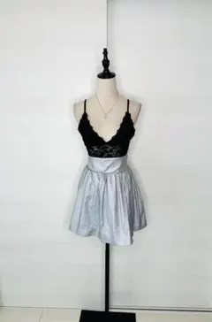 シルバー フレアスカート ミニ丈 / Silver skirt