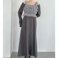 dazzlin チュールギャザービスチェカットワンピース