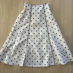 GRLフレアスカート ホワイト ブラック ドット Mサイズ