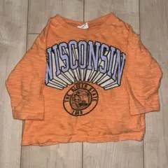 長袖Tシャツ オレンジ ロゴ 90