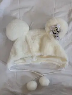 【美品】ディズニー ミッキー ファンキャップ ボア ホワイト 白