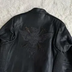 格安✨Harley-Davidson シングルライダースジャケット 刺繍 黒