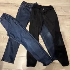 140cm デニム　３本セット　紺　黒
