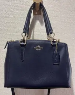COACH ネイビー レザー ハンドバッグ