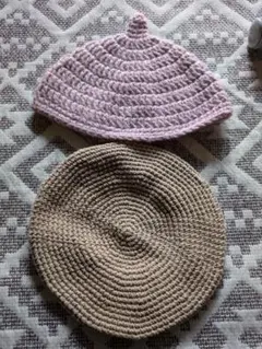 ベビー　ニット・ベレー帽セット