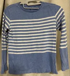 UNIQLOボーダーカットソー水色ホワイト　130