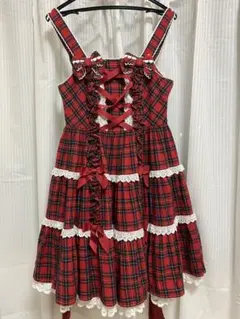 Angelic Pretty 肩リボンJSK 赤 タータンチェック